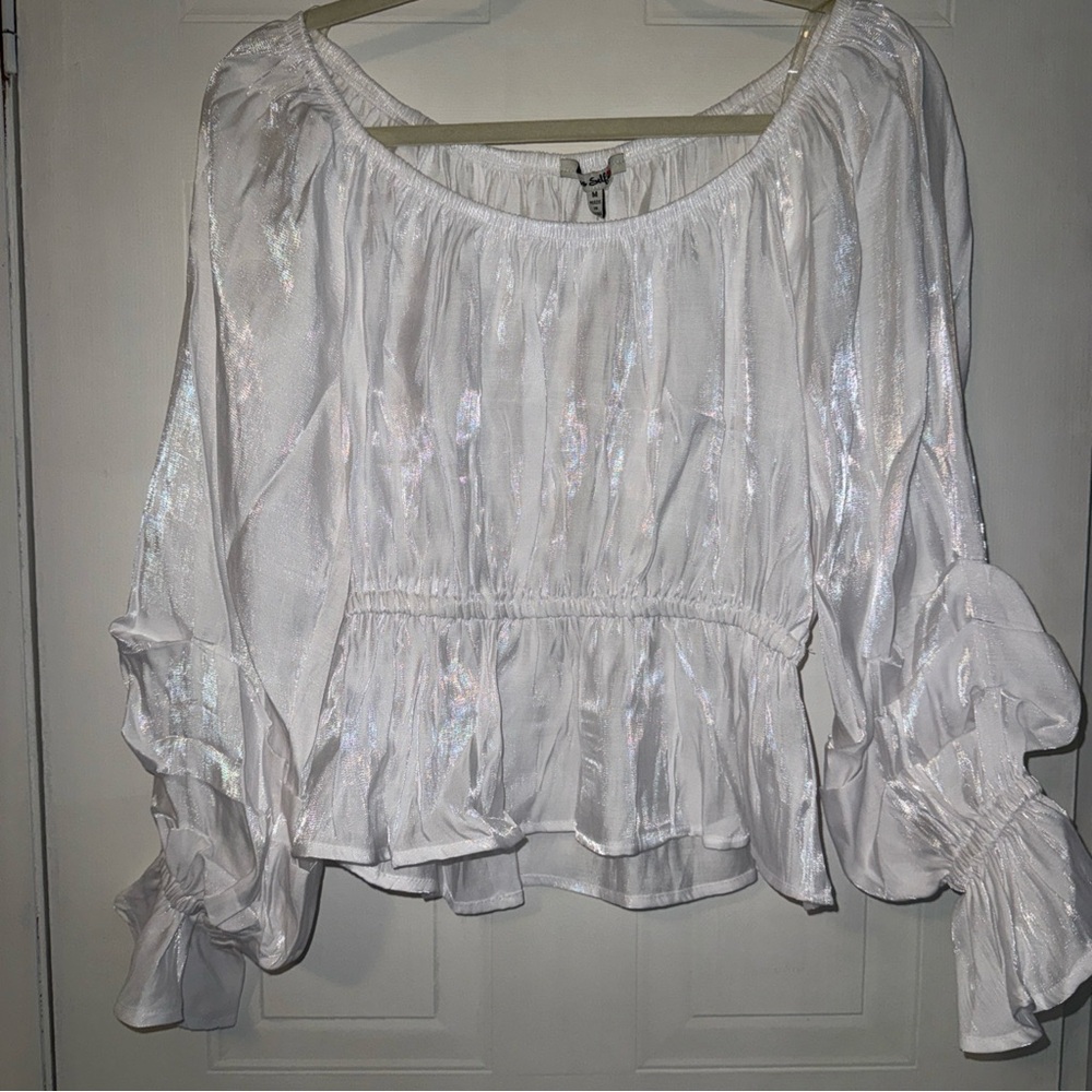 Miss Selfridge Shimmering White Blouse